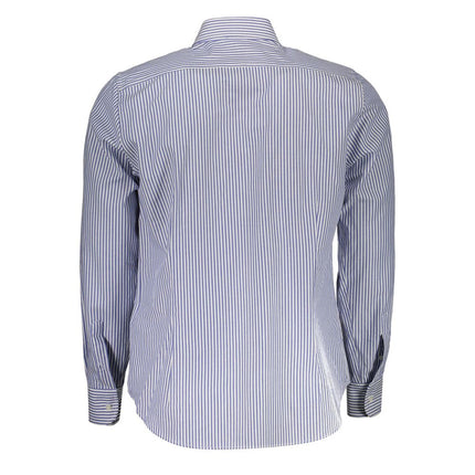 Elegant blauw katoenen shirt met lange mouwen