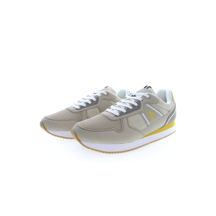 Sneaker classiche al pizzo beige con dettaglio del logo