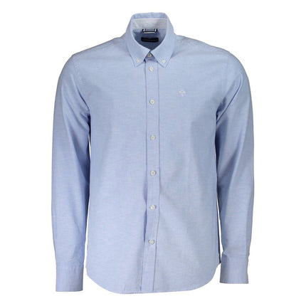 Elegante camisa de algodón azul claro para hombres