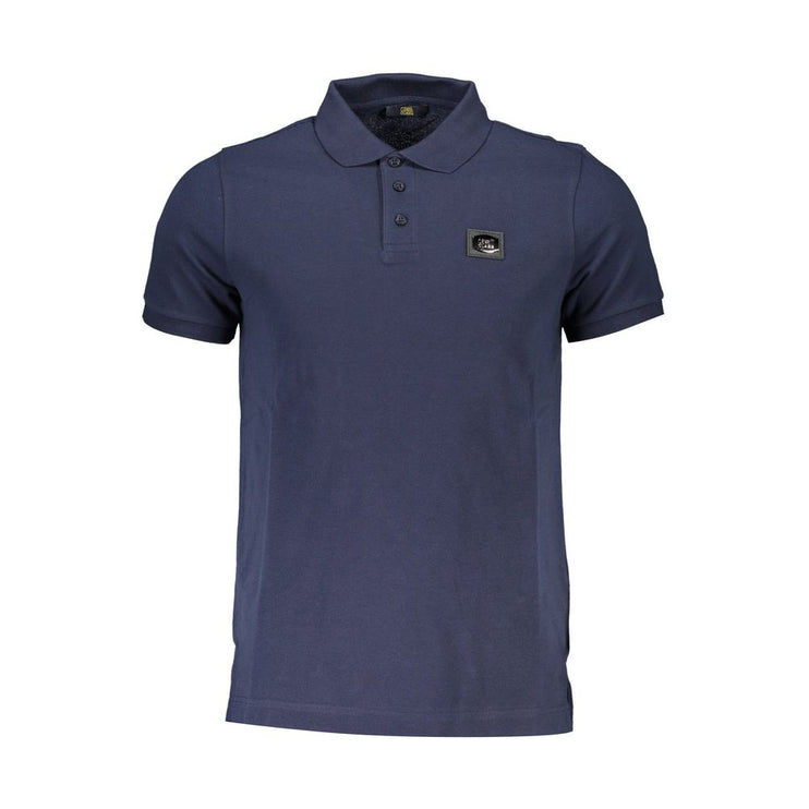 Polo di cotone blu elegante con dettagli chic