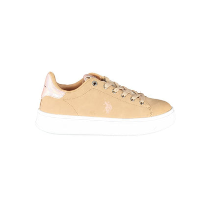 Sneaker chic beige lace-up con dettagli di contrasto