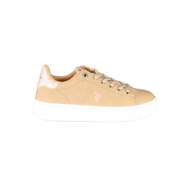 Sneaker chic beige lace-up con dettagli di contrasto