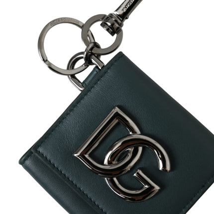 Green Calfskin Leather DG Logo Keyring Coin Purse Wallet