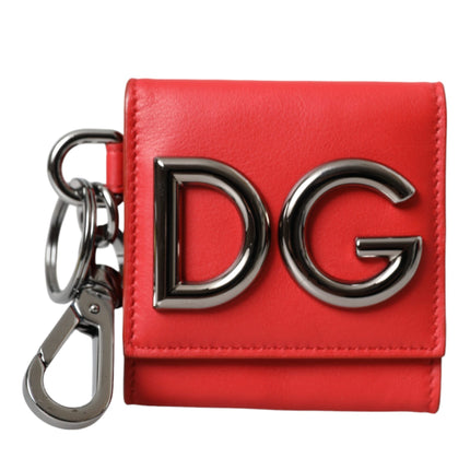 Red Calfskin Leather DG Logo Keyring Coin Purse Wallet