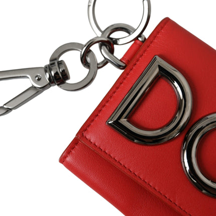 Red Calfskin Leather DG Logo Keyring Coin Purse Wallet