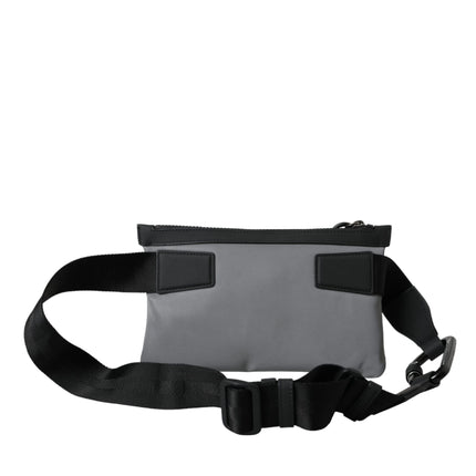 Gray Neoprene Logo Zip Waist Fanny Pack Belt Pouch Bag