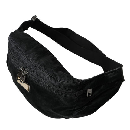 Black Nylon Logo Plaque Belt Waist Fanny Pack Bag