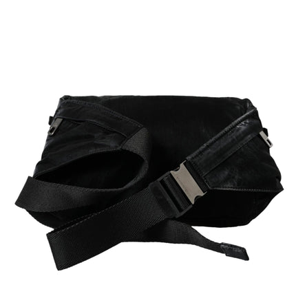 Black Nylon Logo Plaque Belt Waist Fanny Pack Bag