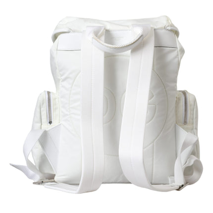 White Nylon Rubber Logo Backpack Rucksack Bag