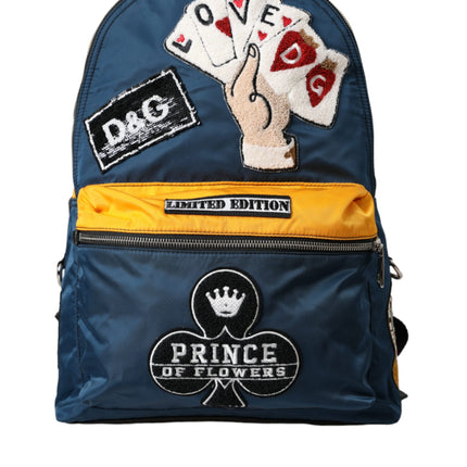 Blue Yellow Nylon Prince Of Heart Backpack Bag