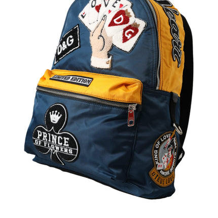 Blue Yellow Nylon Prince Of Heart Backpack Bag