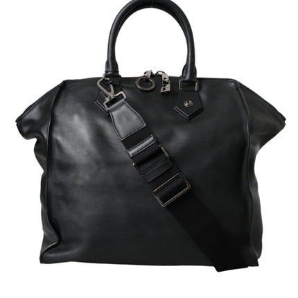 Black Washed Calfskin Biker Style Shopper Bag