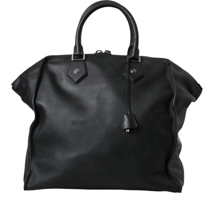 Black Washed Calfskin Biker Style Shopper Bag