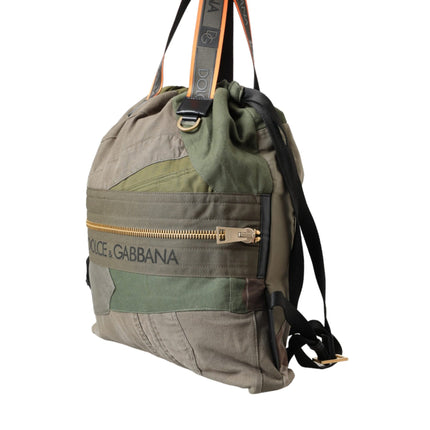 Military Green Patchwork Rucksack Backpack Bag