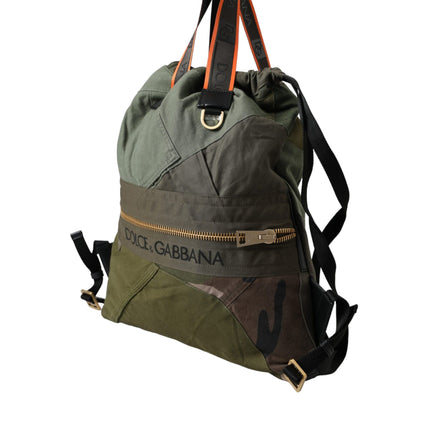 Military Green Patchwork Rucksack Backpack Bag