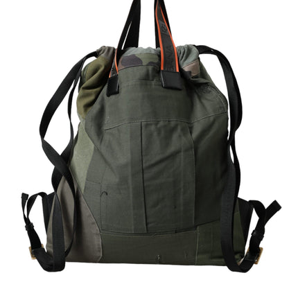 Military Green Patchwork Rucksack Backpack Bag