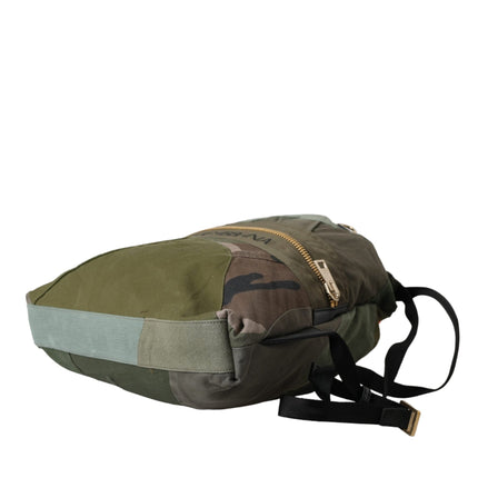 Military Green Patchwork Rucksack Backpack Bag