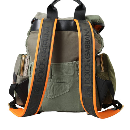 Military Green Patchwork Rucksack Backpack Bag