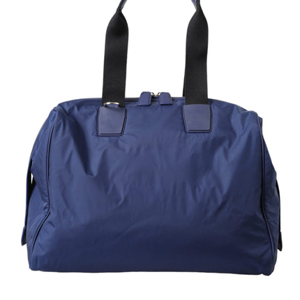 Blue Nylon Calfskin Hand Shoulder Duffel Bag