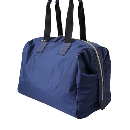 Blue Nylon Calfskin Hand Shoulder Duffel Bag