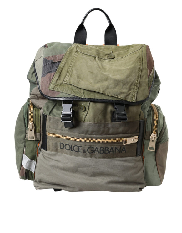 Military Green Patchwork Rucksack Backpack Bag