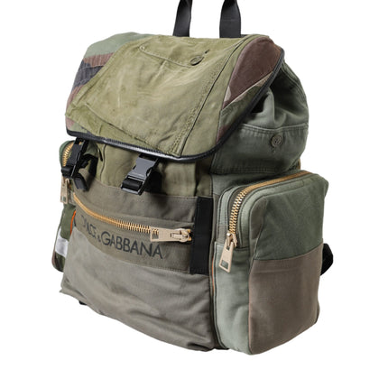 Military Green Patchwork Rucksack Backpack Bag