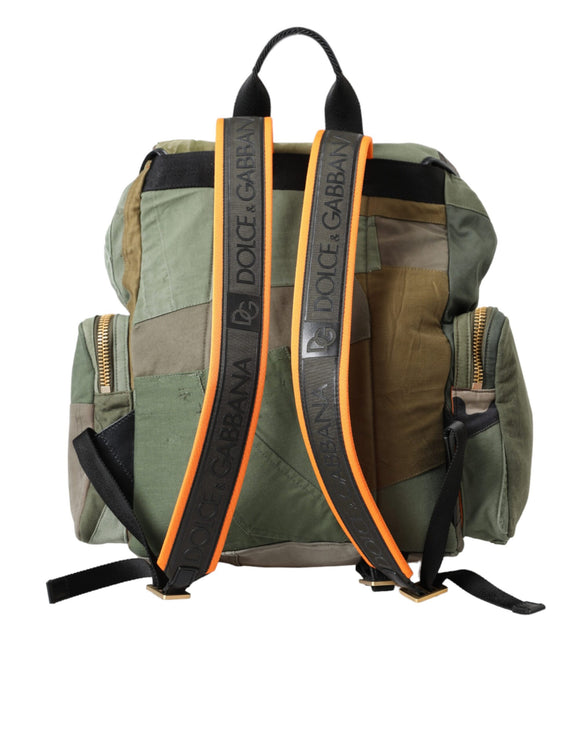 Military Green Patchwork Rucksack Backpack Bag