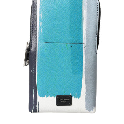 Multicolor Leather DG Logo Silver Zip Card Holder Wallet