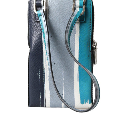 Multicolor Leather DG Logo Silver Zip Card Holder Wallet