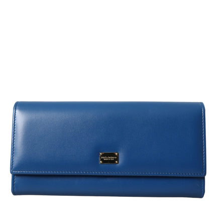 Blue Dauphine Leather Logo Plaque Continental Wallet