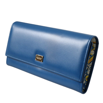 Blue Dauphine Leather Logo Plaque Continental Wallet