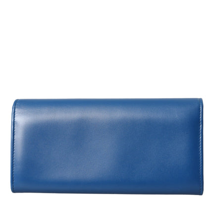 Blue Dauphine Leather Logo Plaque Continental Wallet