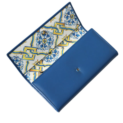 Blue Dauphine Leather Logo Plaque Continental Wallet