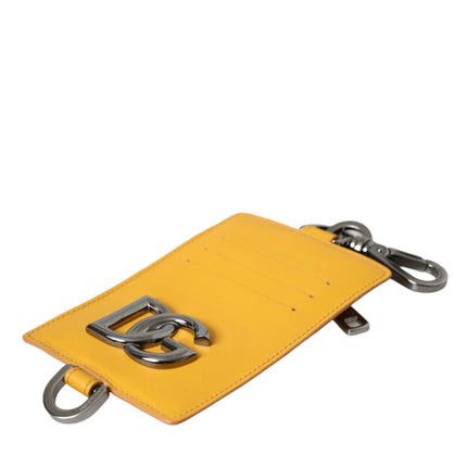 Orange Calf Leather Credit Card Holder Clip On Wallet