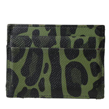 Green Black Leopard Logo Plaque Card Holder Wallet