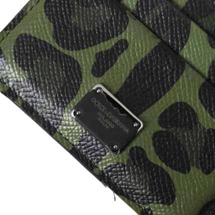 Green Black Leopard Logo Plaque Card Holder Wallet