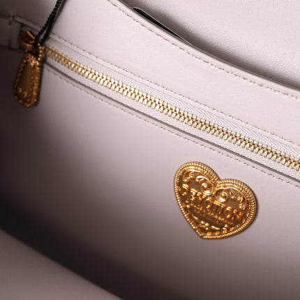 Light Gray Devotion Gold Heart Leather Shoulder Bag