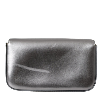 Metallic Silver Leather DG Girls Napa Shoulder Bag