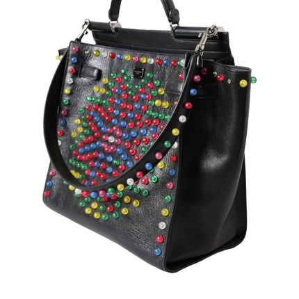 Black SICILY Leather LED Top Handle Shoulder Bag