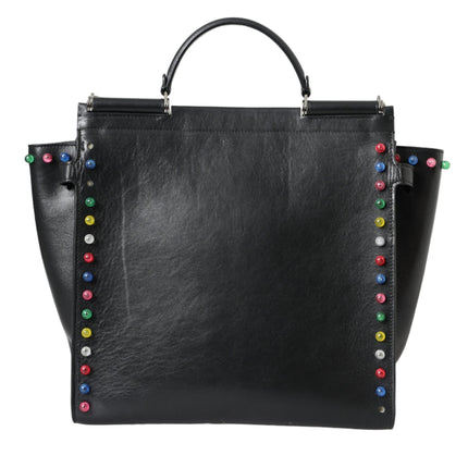 Black SICILY Leather LED Top Handle Shoulder Bag