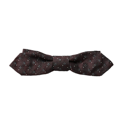 Maroon Silk Patterned Adjustable Neck Papillon Bow Tie