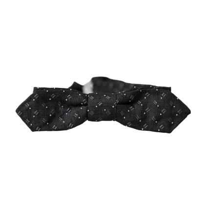 Black Silk Patterned Adjustable Neck Men Papillon Bow Tie