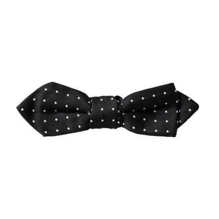 Black Silk Polka Dot Adjustable Neck Men Papillon Bow Tie