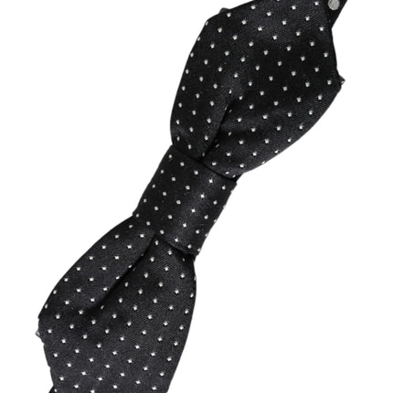 Black Silk Polka Dot Adjustable Neck Men Papillon Bow Tie