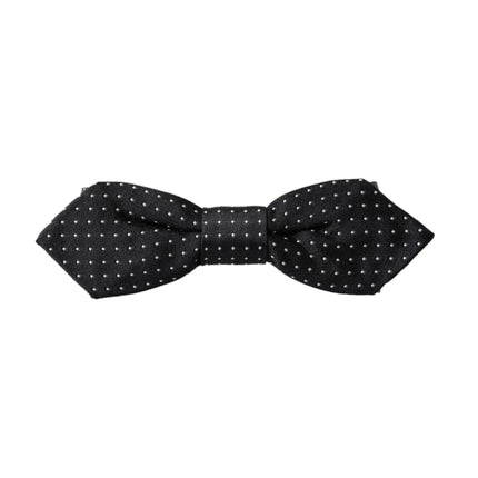 Black Silk Polka Dot Adjustable Neck Men Papillon Bow Tie