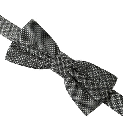 Gray Silk Patterned Adjustable Neck Men Papillon Bow Tie