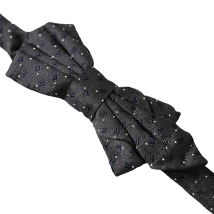 Black Silk Patterned Adjustable Neck Men Papillon Bow Tie