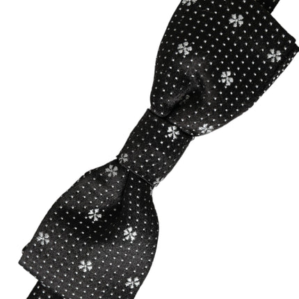 Black Silk Floral Adjustable Neck Men Papillon Bow Tie