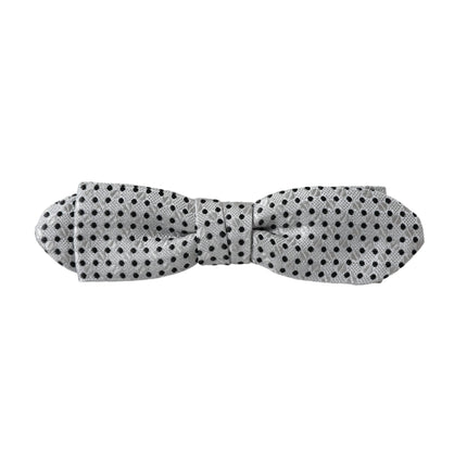 Gray Silk Polka Dot Adjustable Neck Men Papillon Bow Tie