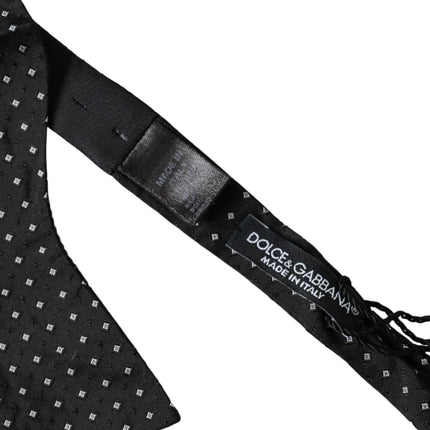 Black Silk Polka Dot Slim Skinny Necktie Men Bow Tie